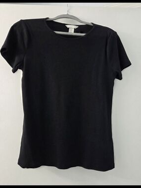 H&M Black Ribbed Short-Sleeve Crewneck Tee - XL